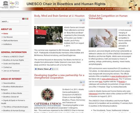 Vista de la página de inicio de<i> www.unescobiochair.org.</i>