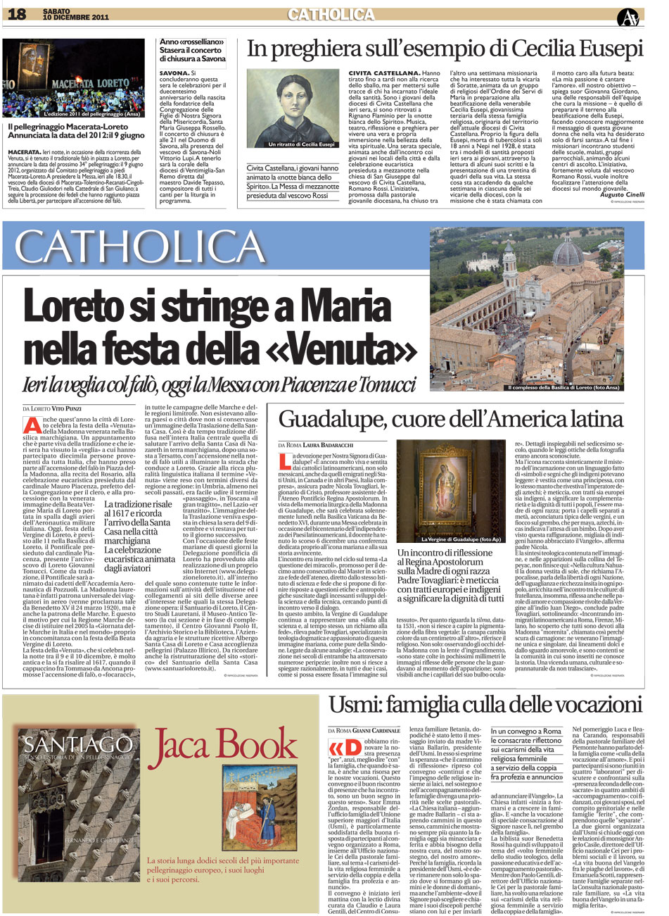 Avvenire sabato 10 dicembre 2011