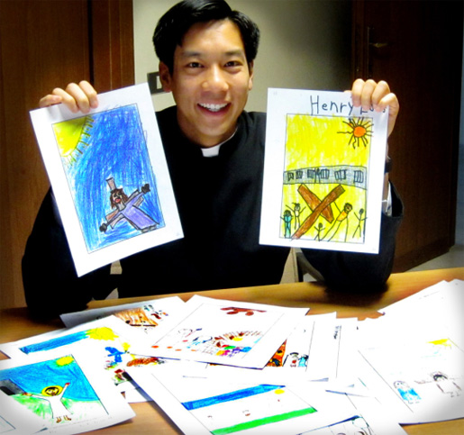 Br Peter with some of the drawings