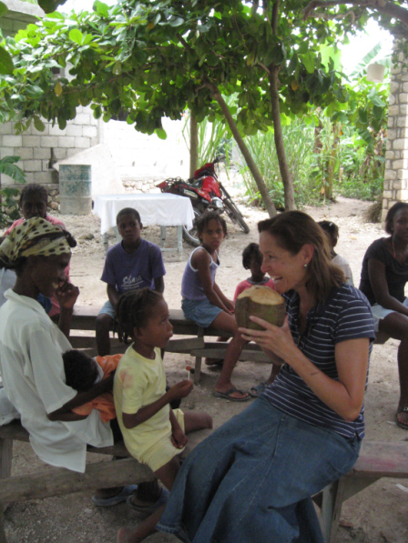 Consecrated women Cecile Martin Houlgatte with Haitian residents