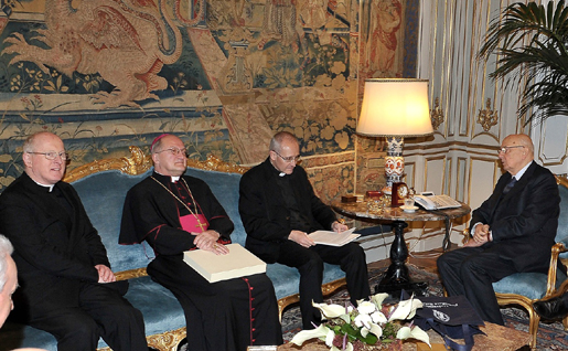 Incontro al Quirinale del Presidente della Repubblica Napolitano con i rettori delle università pontificie