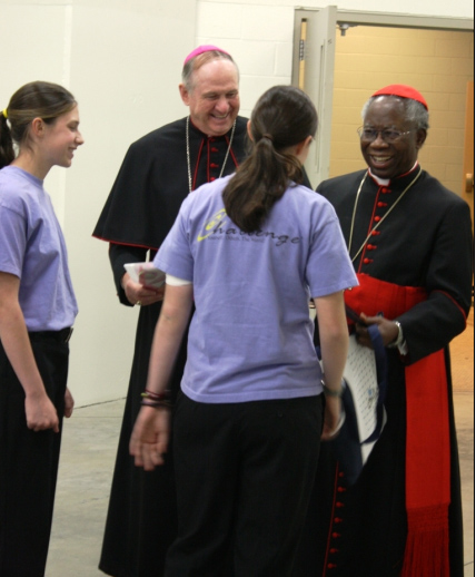 Cardinal Arinze and Bishop Pates meet Challenge girls