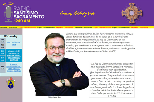 Mons. Jaime Soto da la bienvenida a quienes quieren seguir «Radio Santísimo Sacramento» por medio de internet.
