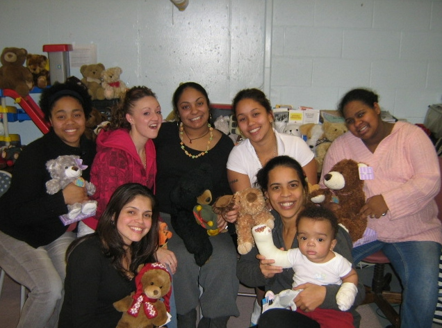Group of grateful moms with bears