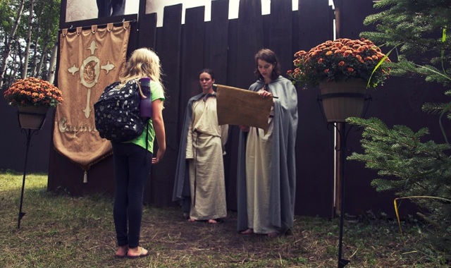 A camper is officially admitted to Camp Captivenia.