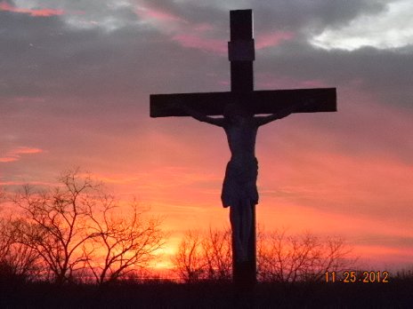Crucifix at sundown