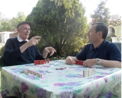 Fr. Fagan playing dominos