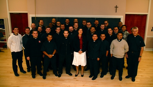Patricia Klein and seminarians