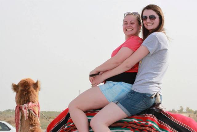 Jackie on a camel in the Holy Land