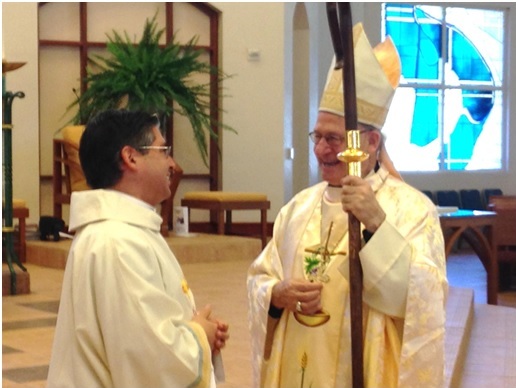 Deacon Joseph Poulin LC with Bishop Rutilio del Riego.